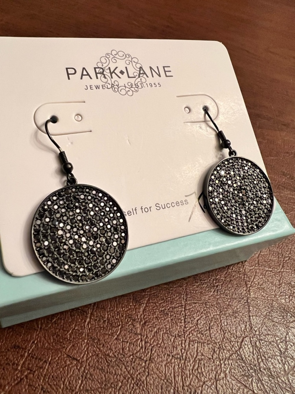 Park Lane HENDRIX Black Crystal Disc Drop Earrings, Hematite, Modern/Edgy | NWT - Picture 4 of 6